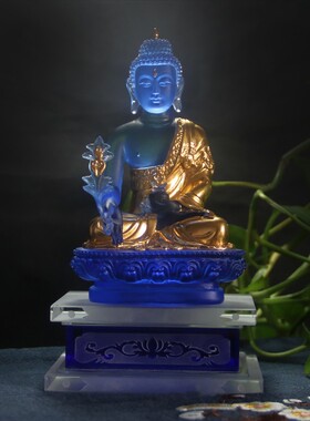古法琉璃药师不同手势颜色摆件