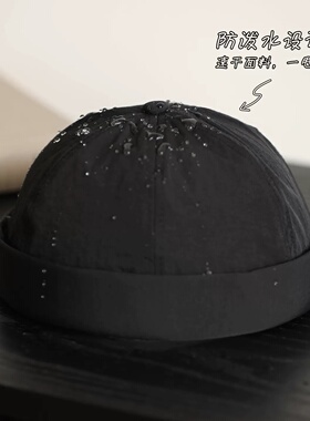 速干雅痞男士瓜皮帽薄款透气无檐寸头地主帽日系复古工装西瓜帽子