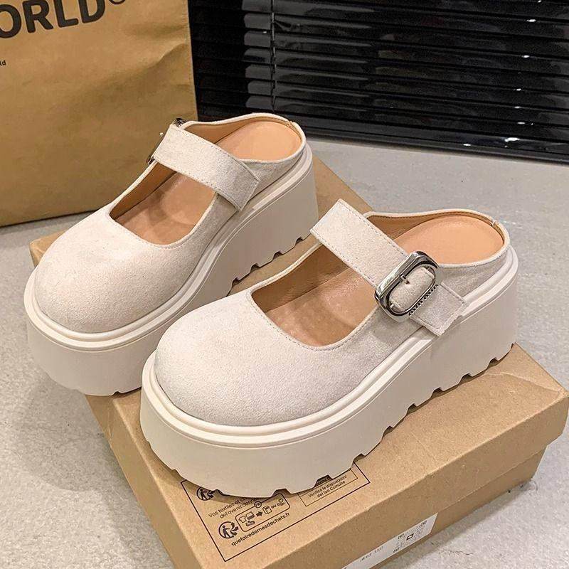 法式包头玛丽珍半拖鞋女2026年春季新款小个子增高厚底松糕0115w,淘宝优惠券,粉丝福利购,淘宝优惠卷