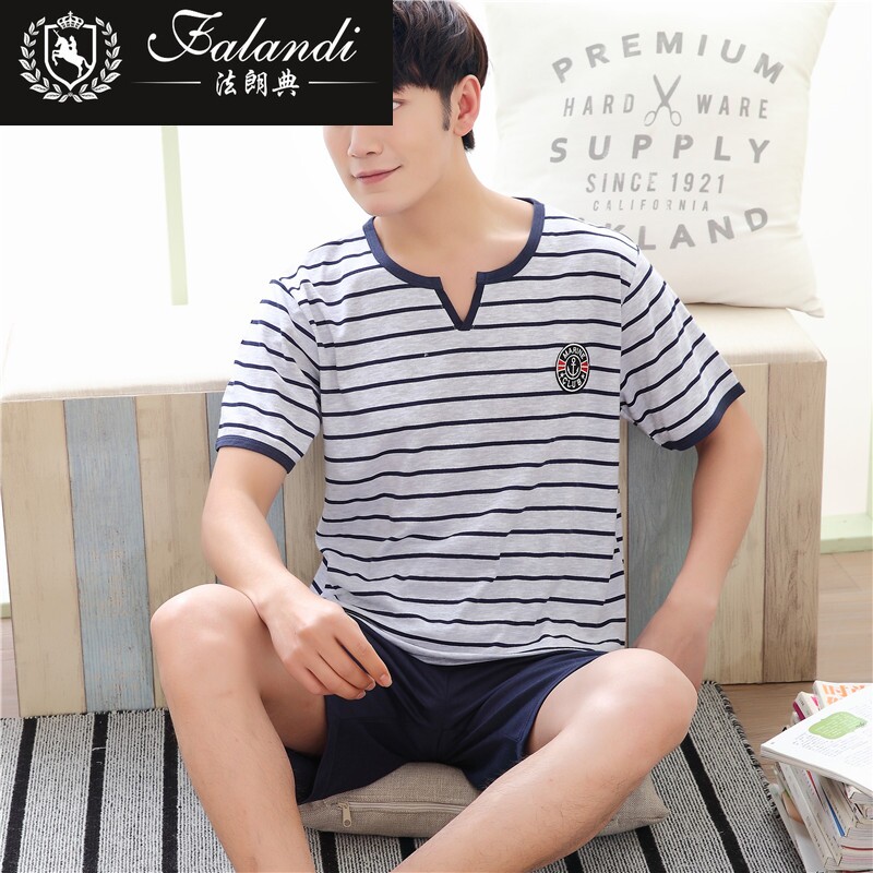 falandi夏季棉都市男士歌瑞尔睡衣 法朗典睡衣/家居服套装