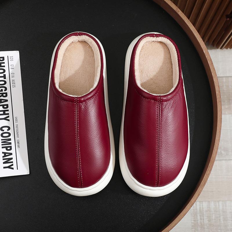 秋冬新款棉拖鞋男女室内居家防滑加厚绒软底静音家用低包跟1004z - 图1