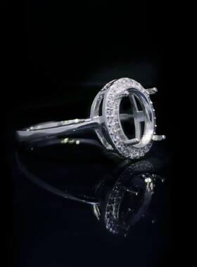 女小众设计不掉色一围豪华锆石戒托女切面4x6 5x7 6x8 7x9 8x10