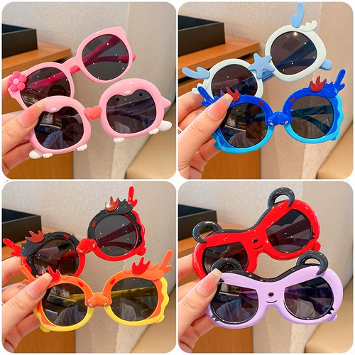 Детские мультяшные силиконовые прочные солнцезащитные очки подходит для мужчин и женщин, защита от ультрафиолета