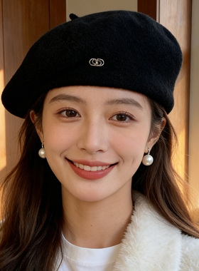 2026新款羊毛呢贝雷帽子女款