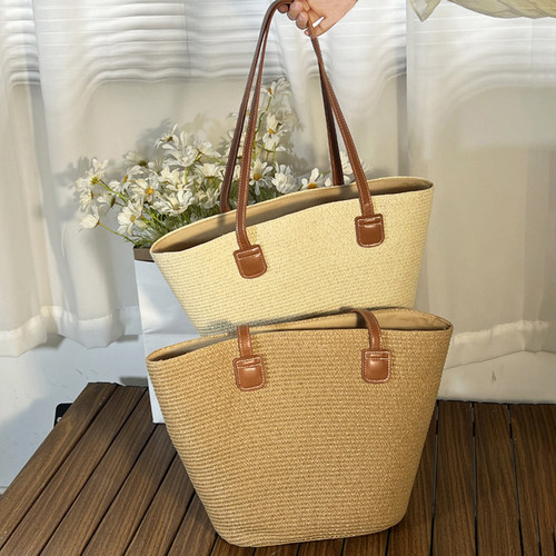 编织包包女大容量2026新款草编包单肩包夏天海边沙滩通勤包托特包 - 图1