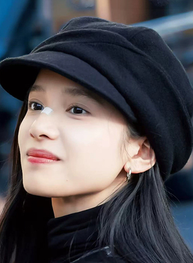张婧仪同款秋冬保暖毛呢贝雷帽