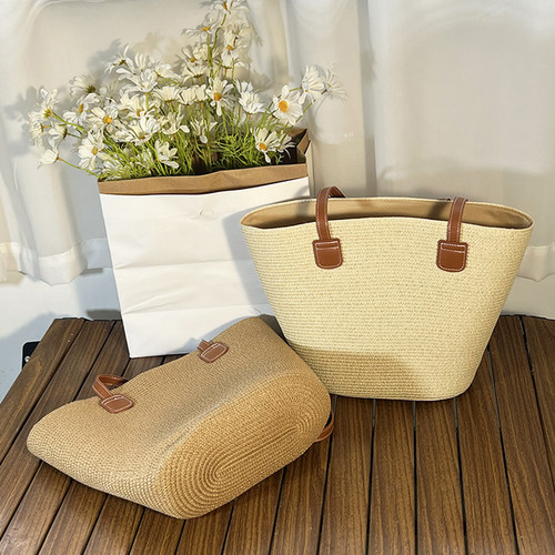 编织包包女大容量2026新款草编包单肩包夏天海边沙滩通勤包托特包 - 图0