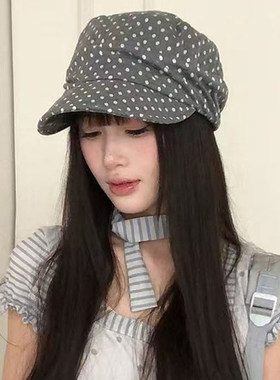 秋季女款波点显脸小八角贝雷帽