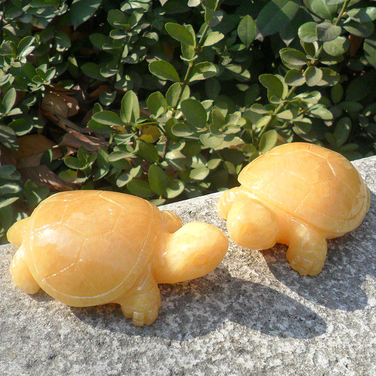 天然黄玉石乌龟摆件招财人财两旺石头手工雕刻迷你大小号可爱仿真