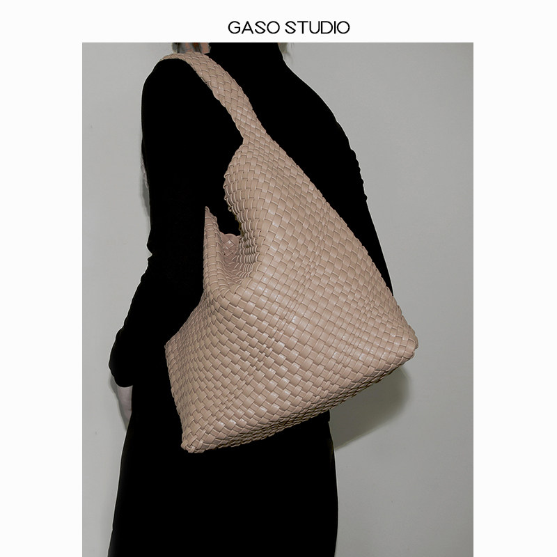 法式小众设计单肩包手工编织包托特包女大容量软皮格子包包腋下包,淘宝优惠券,粉丝福利购,淘宝优惠卷