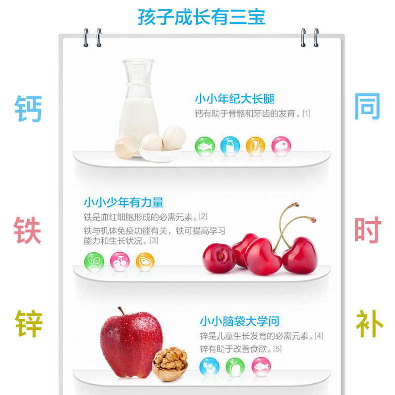 汤臣倍健钙铁锌儿童 维克健保健品钙铁锌/钙镁