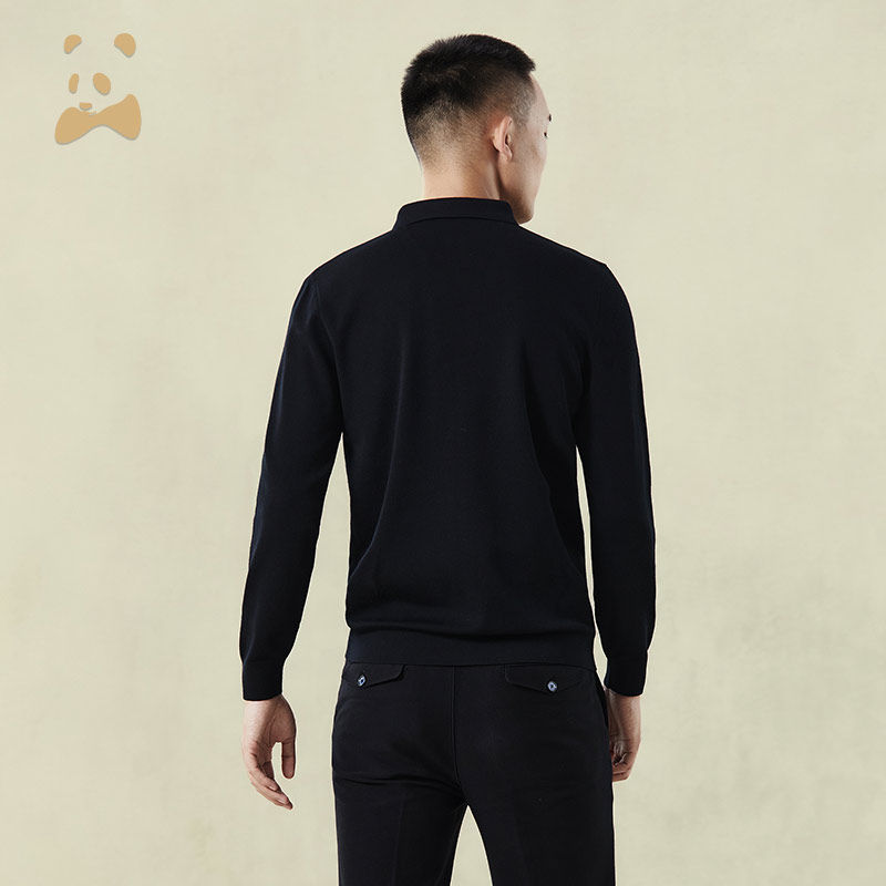 【烫钻工艺】CANUDILO/卡奴迪路 熊猫翻领羊毛POLO衫男羊毛衫,淘宝优惠券,粉丝福利购,淘宝优惠卷