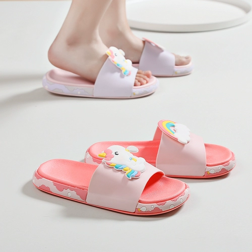 Летние детские слайдеры, тапочки, нескользящая мультяшная обувь, семейный стиль