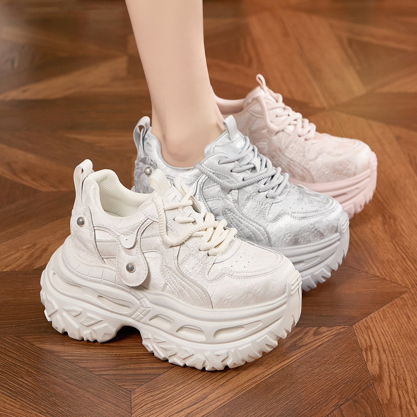 春季粉色时尚厚底老爹鞋女2026新款爆款洋气增高小个子松糕休闲鞋,淘宝优惠券,粉丝福利购,淘宝优惠卷