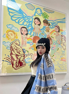 简约刘颖爱与和平版画客厅背景墙