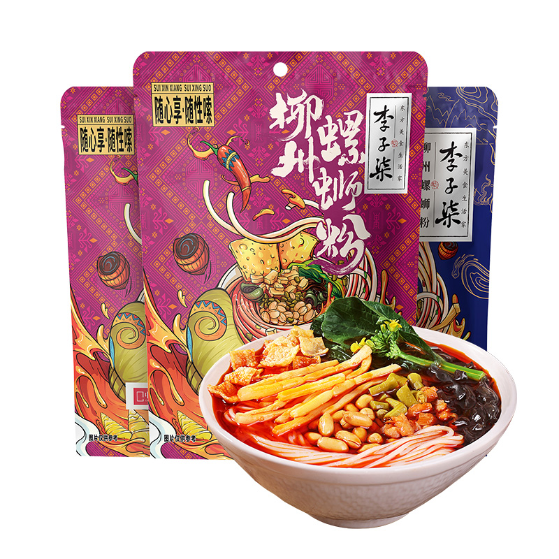 李子柒 螺蛳粉 螺狮粉 螺丝粉 ルオスーフェン10袋 李子柒螺蛳粉2袋288g柳州特产螺丝粉3袋280g加辣爆椒螺狮粉组合by
