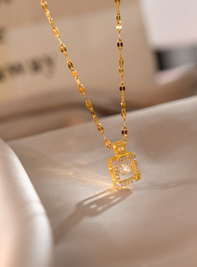 锁骨链香水瓶18k金韩版新款潮个性ins简约网红气质吊坠项链女项饰