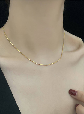 欧美不锈钢圆蛇骨项链女真空电镀炉内18k锁骨链新款现货