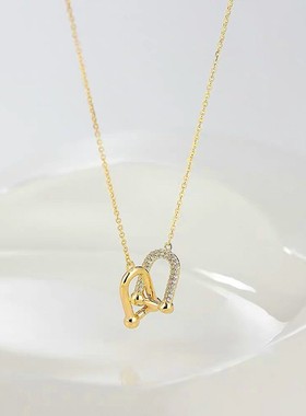 U形马蹄扣双环项链高级感ins风金属双层锁骨链颈链气质简