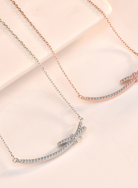 韩国锆石蝴蝶结项链女ins潮冷淡风潮网红仙气轻奢森系百搭锁骨链