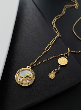 气质马上有钱白贝母项链女网红ins设计感个性拼接链条锁骨链百搭