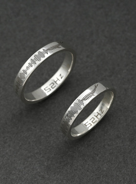 52赫兹戒指男潮女小众设计轻奢ins可调节开口复古情侣对戒原创