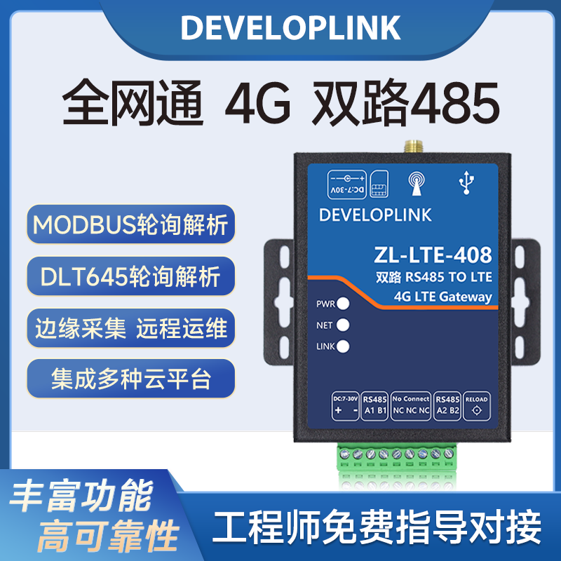 4G物联DTU网关Cat1RS485232透传Modbus转MQTT远程传输云台406408 - 图0