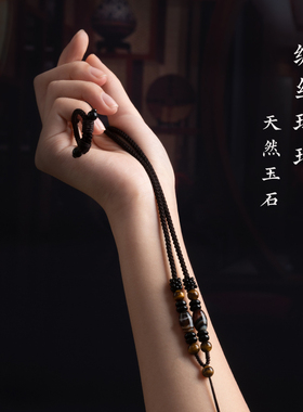缠丝玛瑙编织红绳翡翠平安扣
