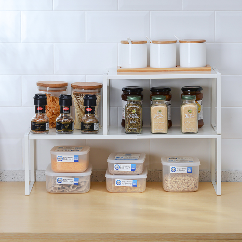 贺里厨房分层台面橱柜内调料架子 贺里家居厨房置物架/角架