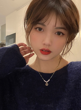 淡水平安福珍珠吊坠项链女轻奢小众设计感锁骨链气质简约颈链