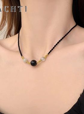 红玛瑙转运珠编织绳项链女轻奢小众设计高级