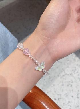 甜美&夏天~彩色串珠亚克力蝴蝶手链女夏ins小众设计简约百搭手饰