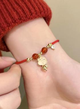 本命年蛇形爱心红绳手链小众百搭设计手环时尚轻奢高级感手饰