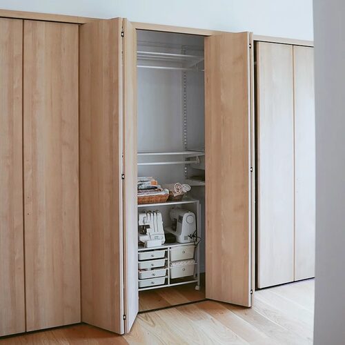 衣柜折叠门开放式衣柜衣帽间无下轨移门储物间隐形门折叠门隔断门 - 图1