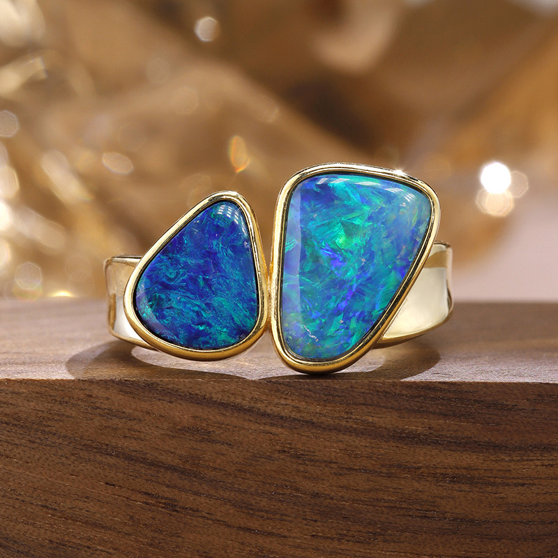 VINCARRY 18K gold cultured sapphire ring gift jewelry customized niche original new color treasure