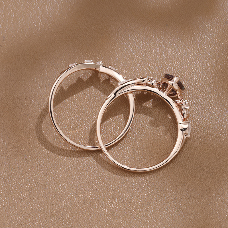 VINCARRY Weichong Jewelry K gold cultured color treasure natural element ring double ring for women rose gold moonstone