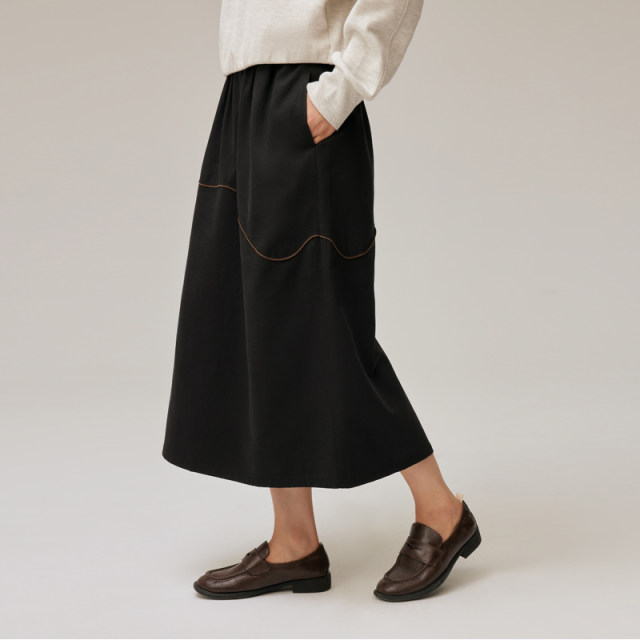 Bbfer Ben Yifan autumn skirt feminine and versatile high-waisted a-line mid-length skirt umbrella skirt STSYQ0046