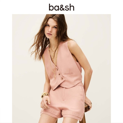 bash夏季法式气质轻通勤马夹简约设计感纽扣上衣女装马甲1E25GERI - 图2