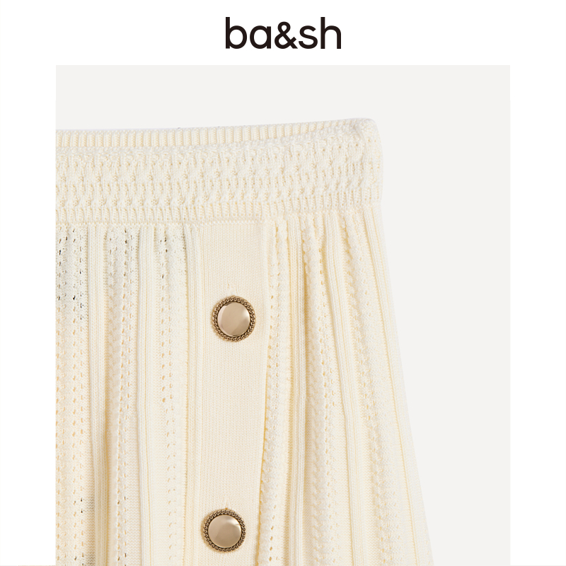 bash2025新款秋季法式优雅气质半裙休闲百褶a字半身长裙1H25SIND - 图1