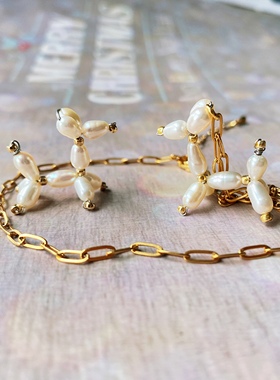 气球狗天然淡水珍珠镀金项链女