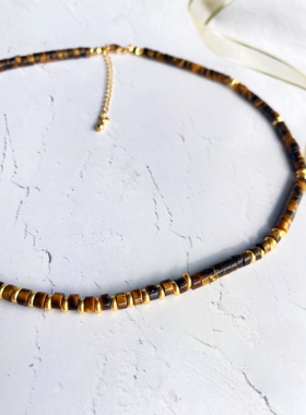 复古小众轻奢天然欧美项链虎眼石