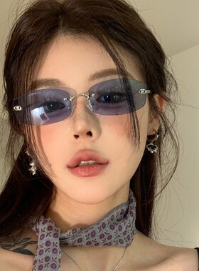 欧美辣妹风无框墨镜女海