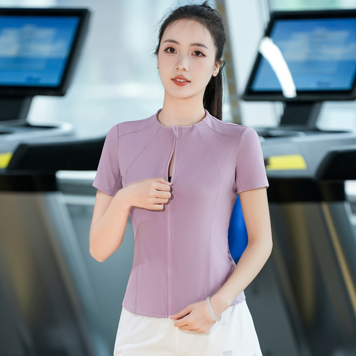 露露lululemon速干衣女2024新款瑜伽服短袖透气网孔拼接健身衣拉 - 图1