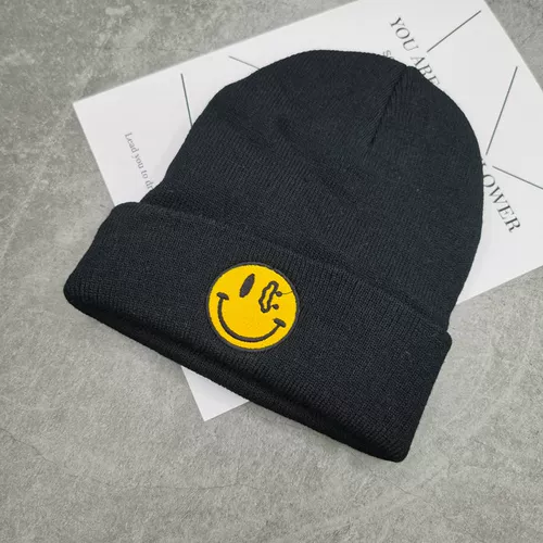 Huangbiao Smile Face Черно -белый студенческий колледж Ветряная шерстяная шерстя