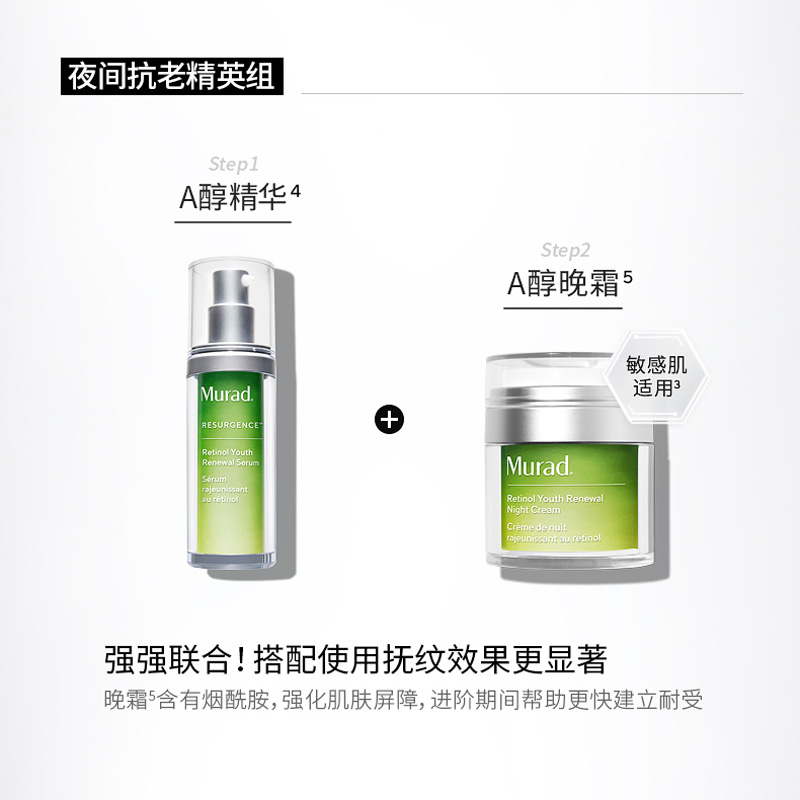 【年货节】Murad慕拉得视黄醇A醇精华30ml+晚霜紧致