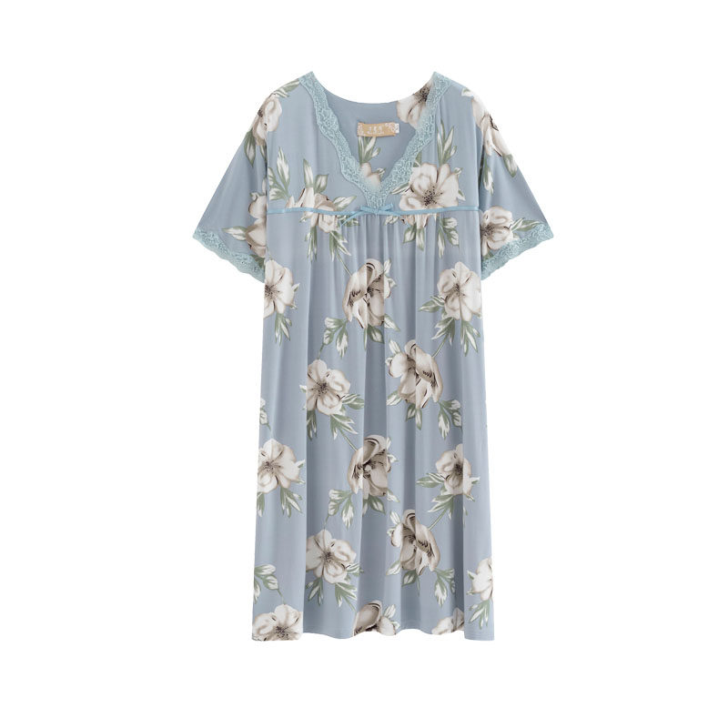 万霓佳莫代尔轻薄夏季蕾丝花卉睡裙 万霓佳睡裙