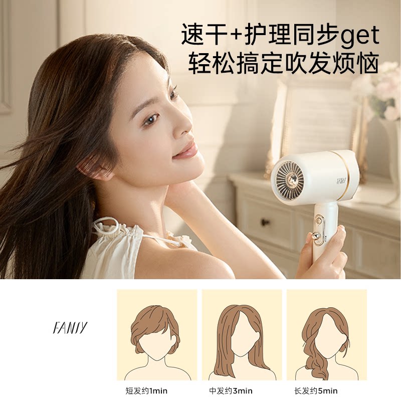 FANSY/飞美丝高速吹风机家用负离子护发便携复古吹风筒低噪F2s
