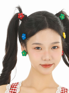 蒜了水晶捷克花朵耳环2026年新款潮甜美小众设计耳钉复古彩色发夹
