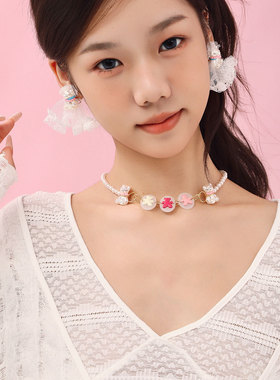 蒜了珍珠项链女款2025新款小熊可爱气质锁骨链串珠首饰原创链子潮