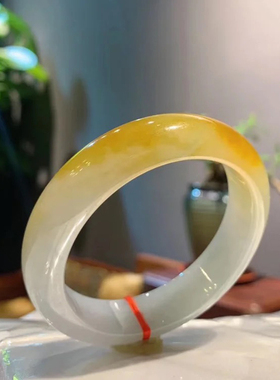 老凤x祥老坑缅甸翡翠手镯黄翡玉镯手镯正圈玉石鸡油黄冰种平安镯